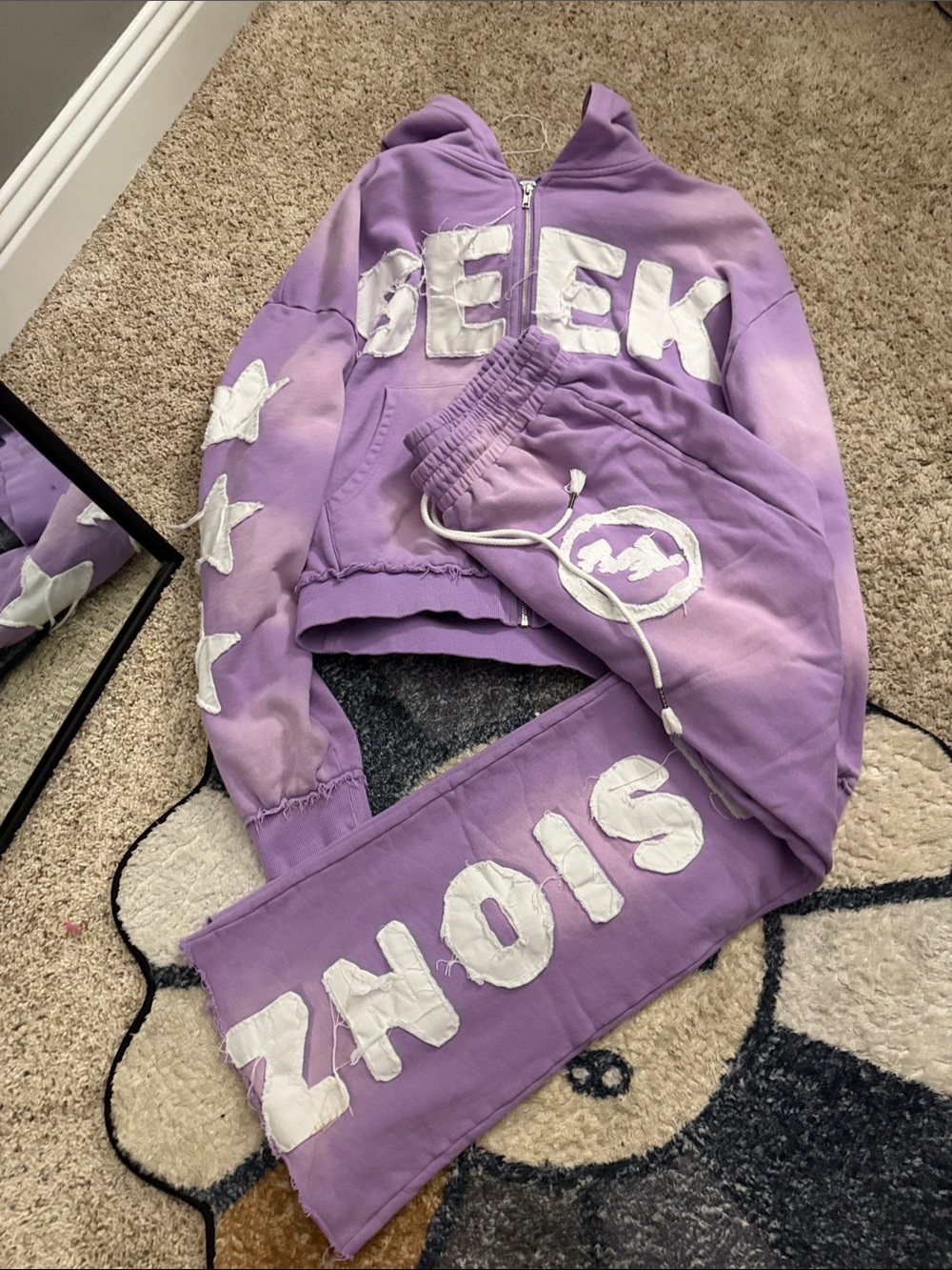 Purple SEEK VISION hoodie and sweatpants set
